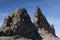 Shiprock, the great volcanic rock mountain in desert plane of New Mexico, USA