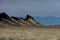 Shiprock, the great volcanic rock mountain in desert plane of New Mexico, USA