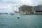 Ships anchored at anchor in the harbor of the port of Barcelona