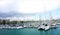 Ships anchored at anchor in the harbor of the port of Barcelona