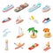 Ships and beach vacation icons set