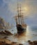 ships, boat, sea landscape, oil paintings