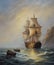 ships, boat, sea landscape, oil paintings