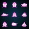 Ships, boats, cargo, logistics, transportation and shipping icons,glowing neon ui ux icon. Glowing sign