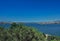 Ships and boats sail in the blue water of the Bosphorus.