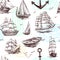 Ships and boats sketch seamless pattern