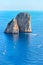 Ships at Faraglioni cliffs in Tyrrhenian Sea of Capri Island