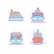 Ships flat line icons. Cargo shipping tanker, sea trip , marine transportation vector illustrations. Thin signs for