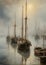 Ships in a foggy harbor a romantic image