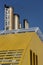 Ships funnel against blue sky