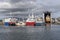 Ships at harbor, Ballstad, Lofoten, Norway