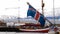 Ships harbor Iceland flag