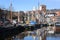 Ships in the harbour in Groningen. The netherlands