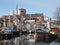 Ships in the harbour in Groningen. The netherlands