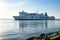 Ships leaving the harbor as seen from the western breakwater. Swinoujscie, Poland