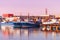 Ships in the Marina in Ventspils at sundown