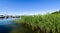 Ships moored at Fleesen Lake jetty in Germany