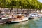 Ships moored on the Seine in Paris