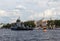 Ships on the Neva River. St. Petersburg.
