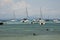 Ships in a picturesque bay Indian Ocean, Nosi Be, Madagascar