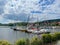 Ships in the port on the Lipno dam