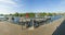 Ships and promenade at river Weser in Bremen