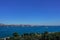 Ships sail on the blue surface of the Bosphorus.