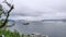 Ships at sea. Cloudy sky over the sea