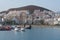 Ships in seaport in Los Cristianos town, Tenerife island, Canary islands, Spain