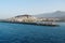 Ships in seaport in Los Cristianos town, Tenerife island, Canary islands, Spain