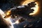 Ships in space battle in the outer space to the galaxy