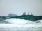 Ships and storm in the port of Ashdod. Israel.