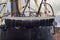 The Ships Tender and Lifeboat in the Davits of the stern of the Dutch historical Steam Warship, the HNLMS Bonaire