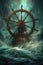 ships wheel guiding through a stormy sea