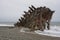 Shipwreck on beach in Haida Gwaii