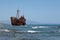 Shipwreck on the beach near Gytheio in Greece