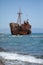 Shipwreck on the beach near Gytheio in Greece