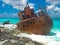 Shipwreck on a Beautiful Caribbean Beach