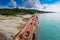 Shipwreck on Black sea coast. Ship brought ashore