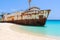 Shipwreck on Caribbean Beach