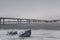 Shipwreck in a frozen river