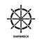 shipwreck icon, black vector sign with editable strokes, concept illustration