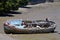 Shipwrecked boat on a beach