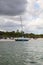 Shipwrecked sailboat on the beach of Clam Pass in Naples, Florida