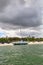 Shipwrecked sailboat on the beach of Clam Pass in Naples, Florida