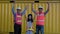 In a shipyard, a happy father daughter and senior engineers celebrate, and a happy family visits a shipping container site