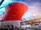 Shipyard Ship mooring in floating dock under repair