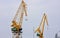 Shipyard yellow cranes; shipyards s.a