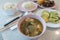 Shiragi doenjang soup, rice and side dishes
