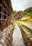 SHIRAKAWA-GO, JAPAN - 24 September, 2019; Viaduct leasing to a well preserved gassho-zukuri farmhouse, Shirakawa-go, Japan.